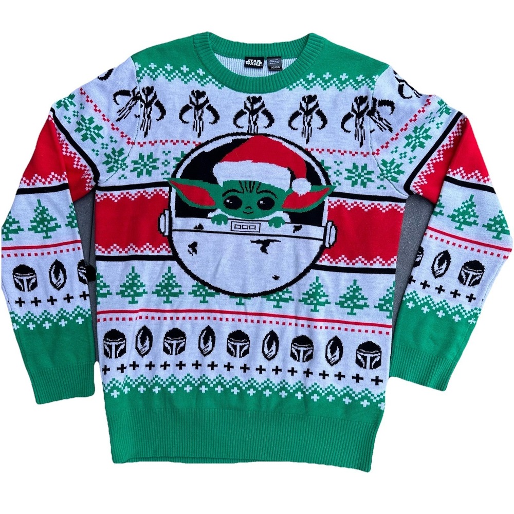 Star Wars Mandalorian Baby Yoda Grogu Christmas Sweater Holiday Size L